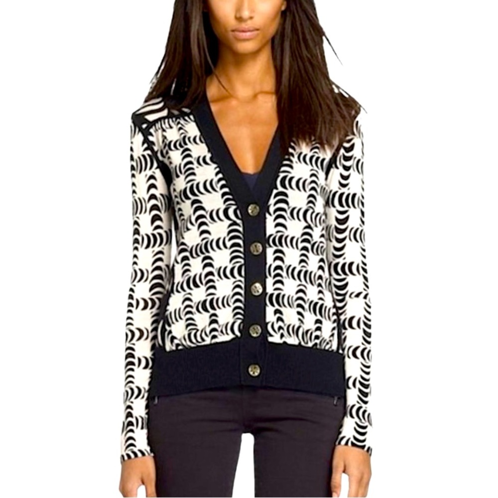 Tory Burch Shrunken Simone Cardigan (Reverse Print)
